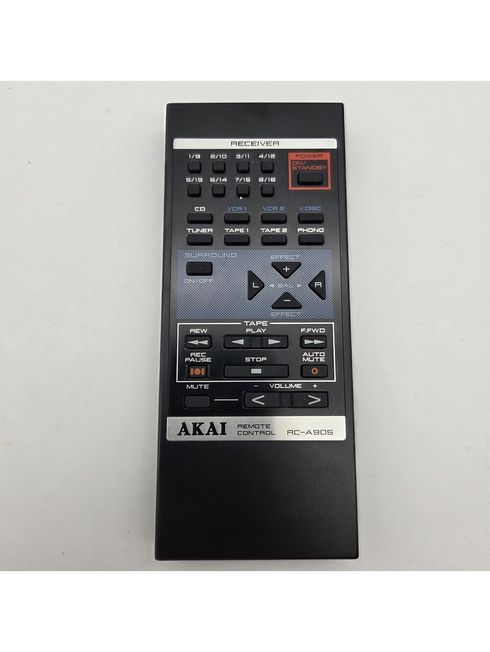Genuine Akai RC-A905 Remote Control OEM for AA-V305 AV Stereo Receiver - Tested